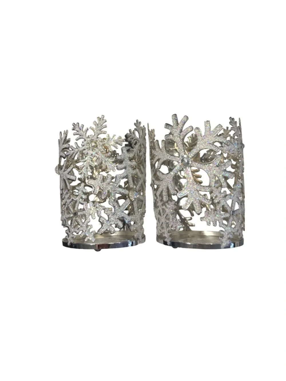 2 Snowflake Candle Holders